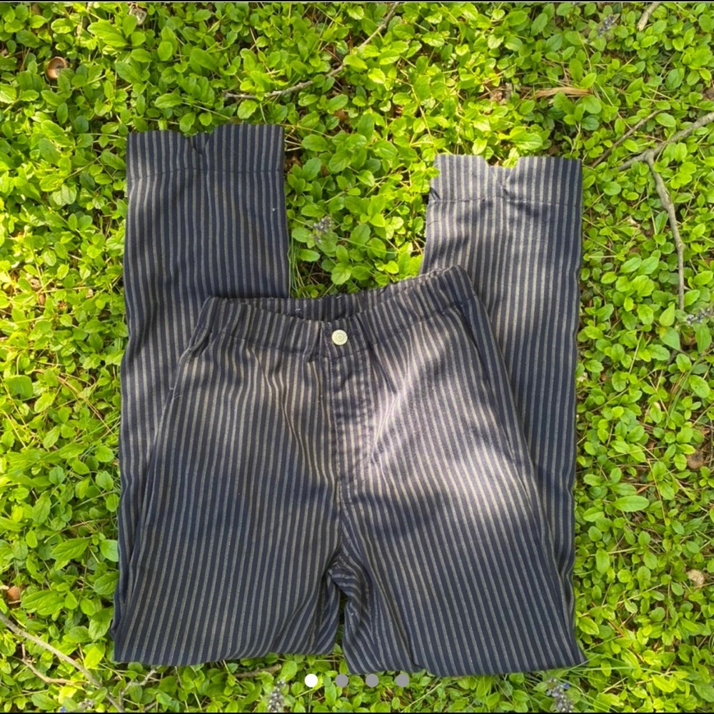 black and white vertical striped pants